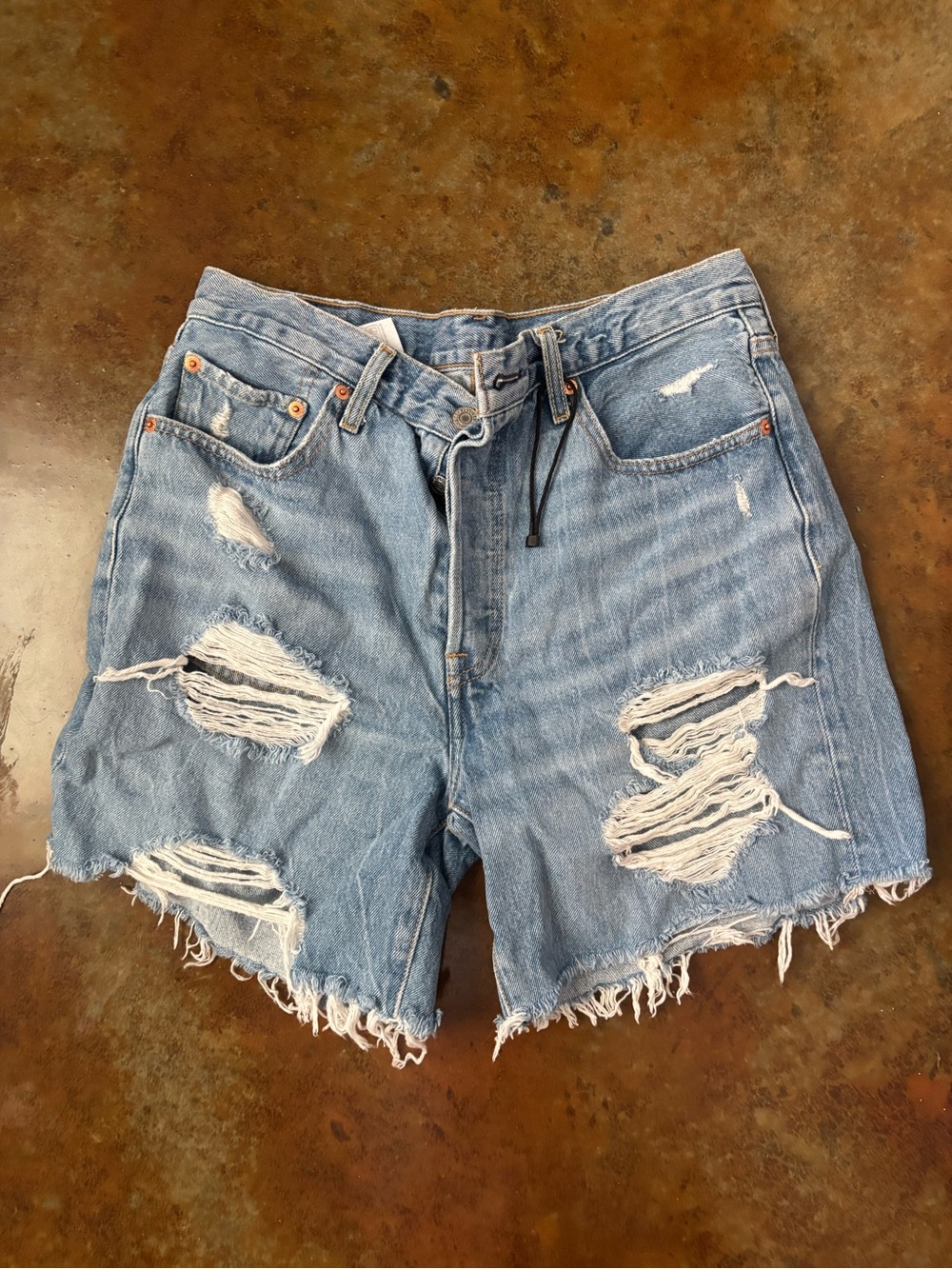 Levi's Light Blue Distressed Cutoff Denim Shorts